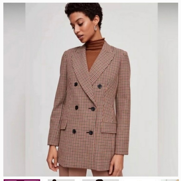 Aritzia Wilfred Margaux Plaid Double Breasted blazer - Picture 1 of 13